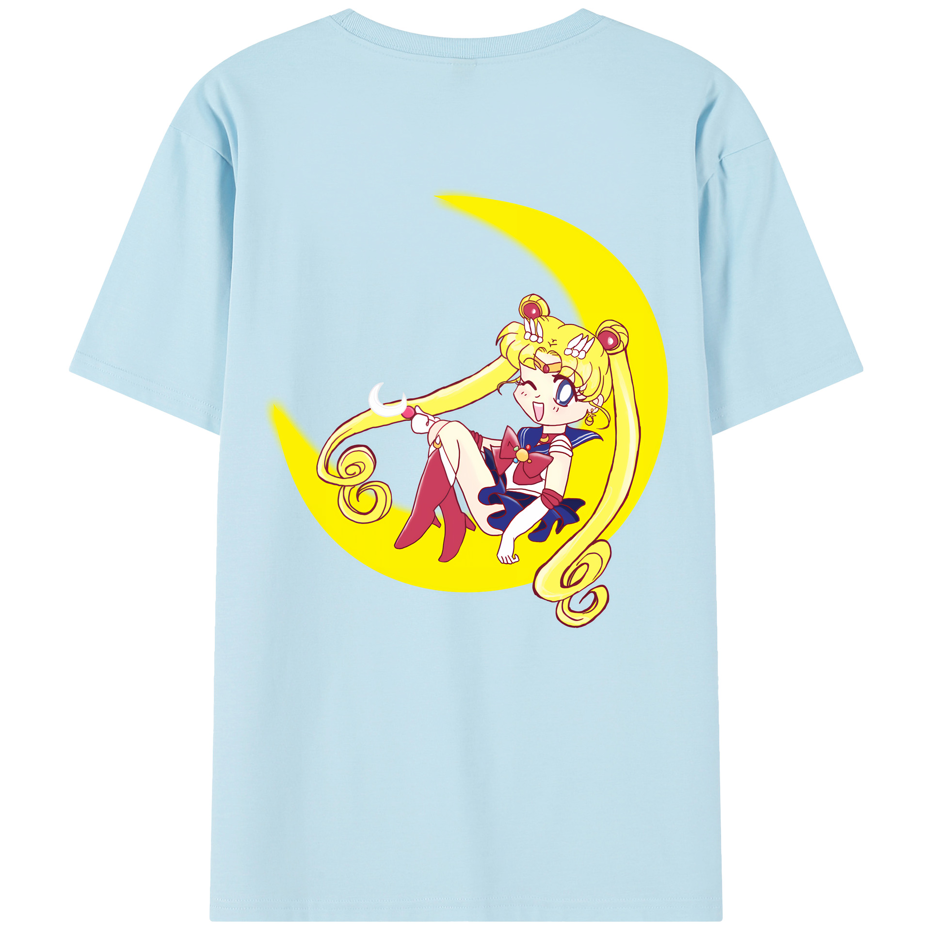 （画像用） 美少女戦士セーラームーン 月野 うさぎ つきの うさぎ Sailor Moon Tsukino Usagi 綿100％半袖Tシャツ（背面プリント）